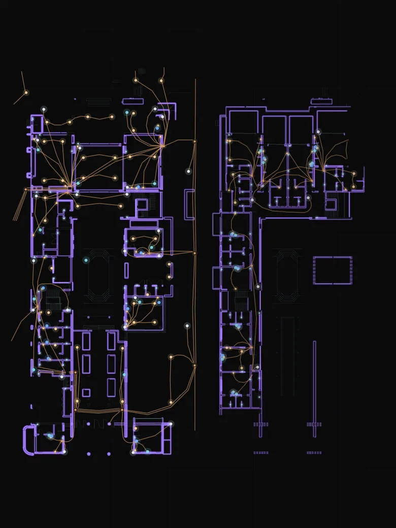 Serena 03 — X-ray blueprint of the automation, AV and network system